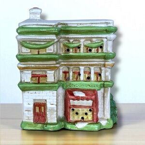 Vintage London Grocer Porcelain Village House Dickens of London Collectible 1991